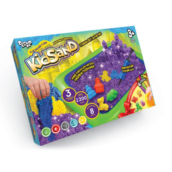 Набір кінетичного піску KidSand 1200 г з пісочницею