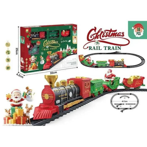 Різдвяний потяг Christmas Rail Train 10 деталей