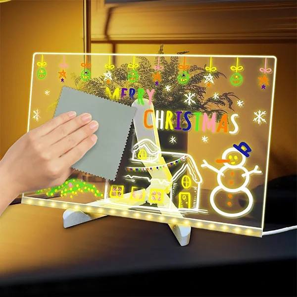 LED світлова дошка для малювання з маркерами. Неонова панель для дітей 