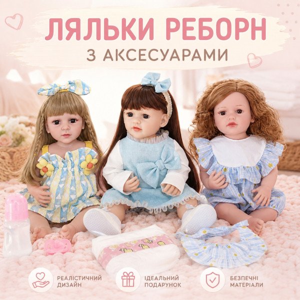 Реалістична лялька 50 см з аксесуарами 