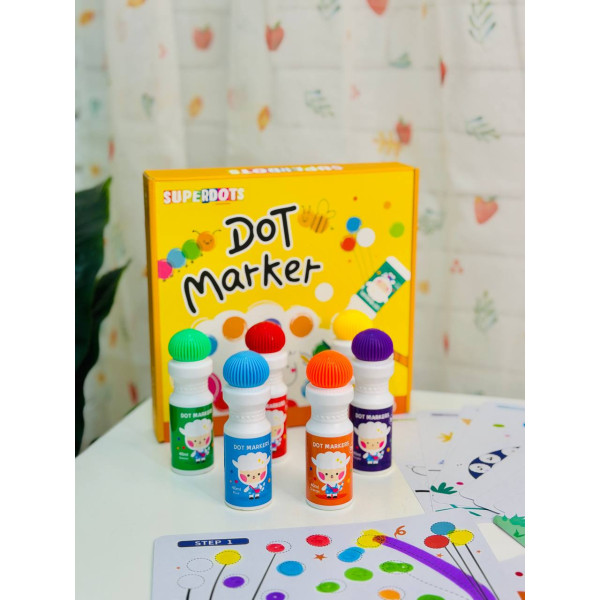 Набір точкових маркерів Dot Marker 6 кольорів з розмальовками