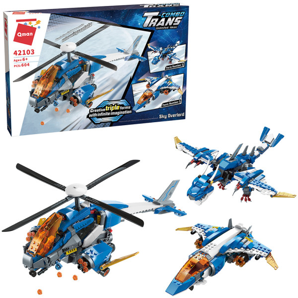 Конструктор Qman Combo Trans Sky Overlord 3в1  604 деталі 